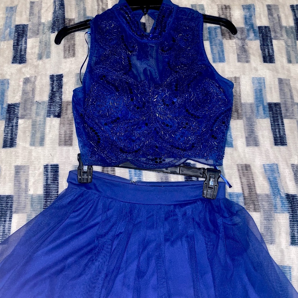 Royal Blue Two Piece Set With Sequins